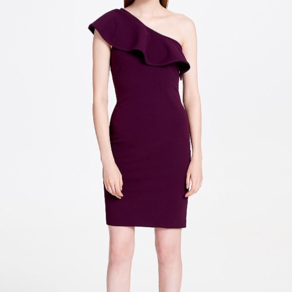 calvin klein one shoulder ruffle dress